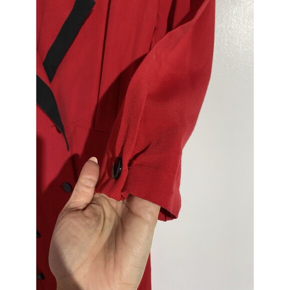 Vtg 80s Blazer Dress Small? Red Double Breasted Retro Office Cocktail Old Money - Picture 4 of 14